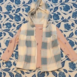 Carter's Plaid Hooded Vest with Pink Shirt